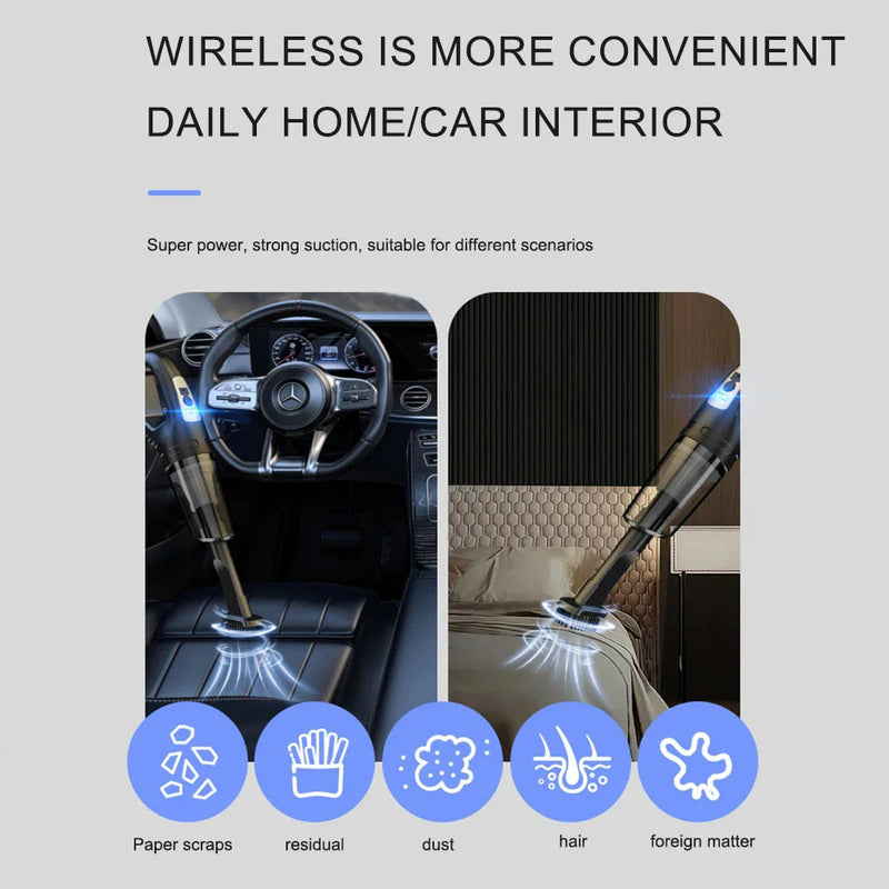 USB Charging Handheld Cordless Vacuum Cleaner 120W Portable Car Vacuum Cleaner Powerful Suction for Car Home Office Pet Hair