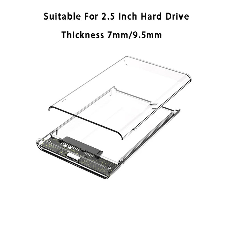 USB 3.0 HDD Enclosure 2.5inch SATA SSD Hard Drive Case with 5Gbps Transfer Speed Mobile External Housing Harddisk Boxs Cable