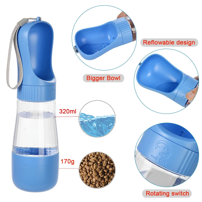 2-in-1 Portable Pet Water Bottle & Food Container